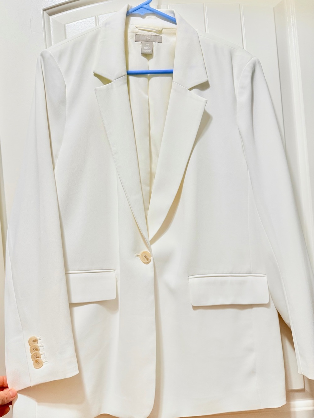 H&M Cream Single-Button Tailored Blazer